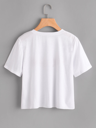 Camiseta de manga corta con texto en contraste