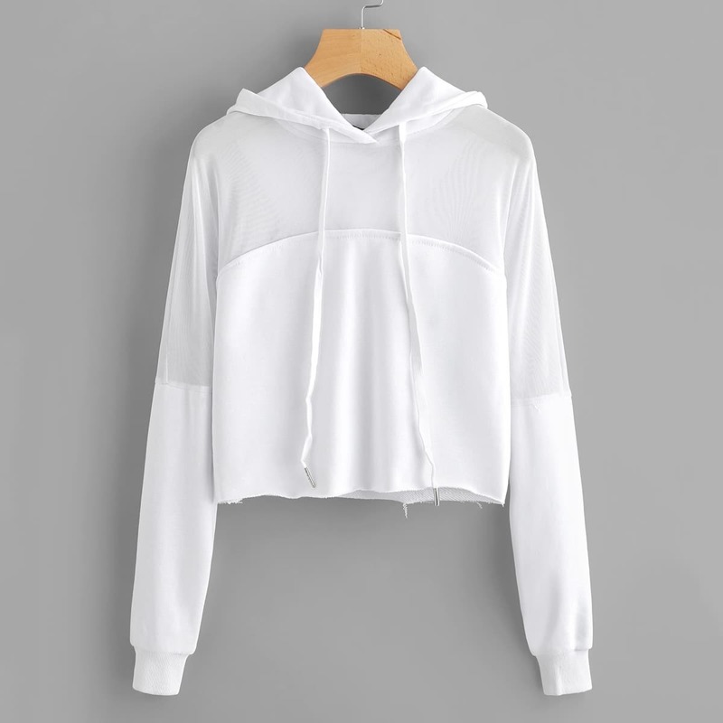 

Mesh Panel Hoodie, White