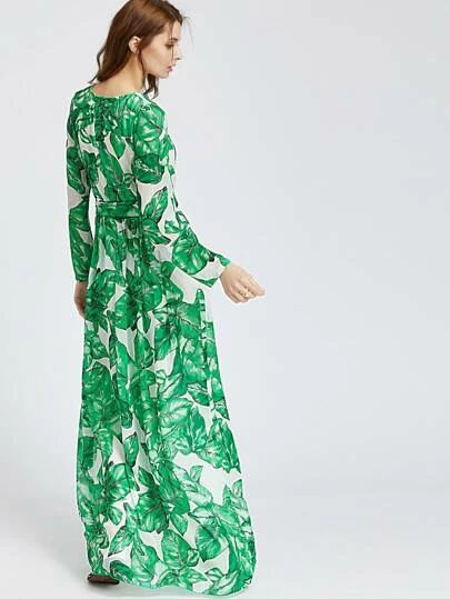 palm leaf maxi dress