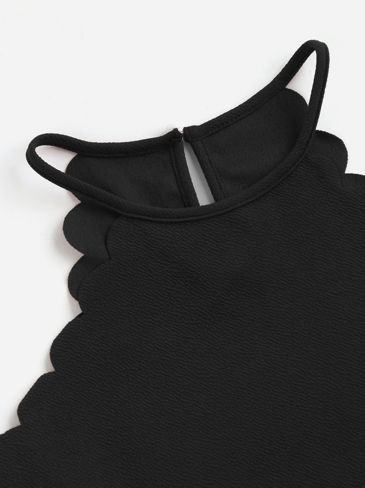 SHEIN Essnce Top corto halter con ribete festoneado - Negro - Añade 5