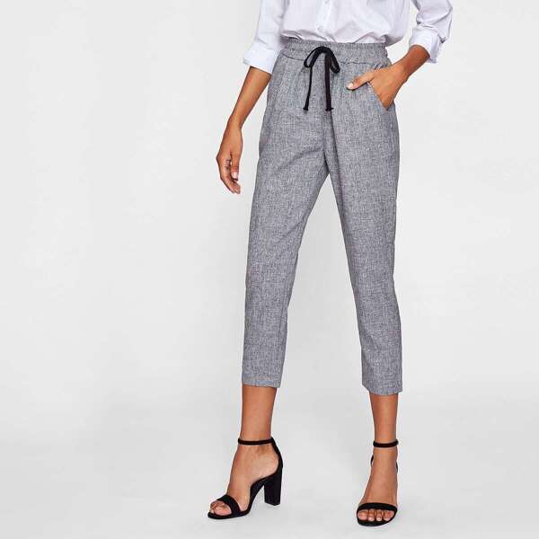 

Drawstring Waist Crop Peg Pants