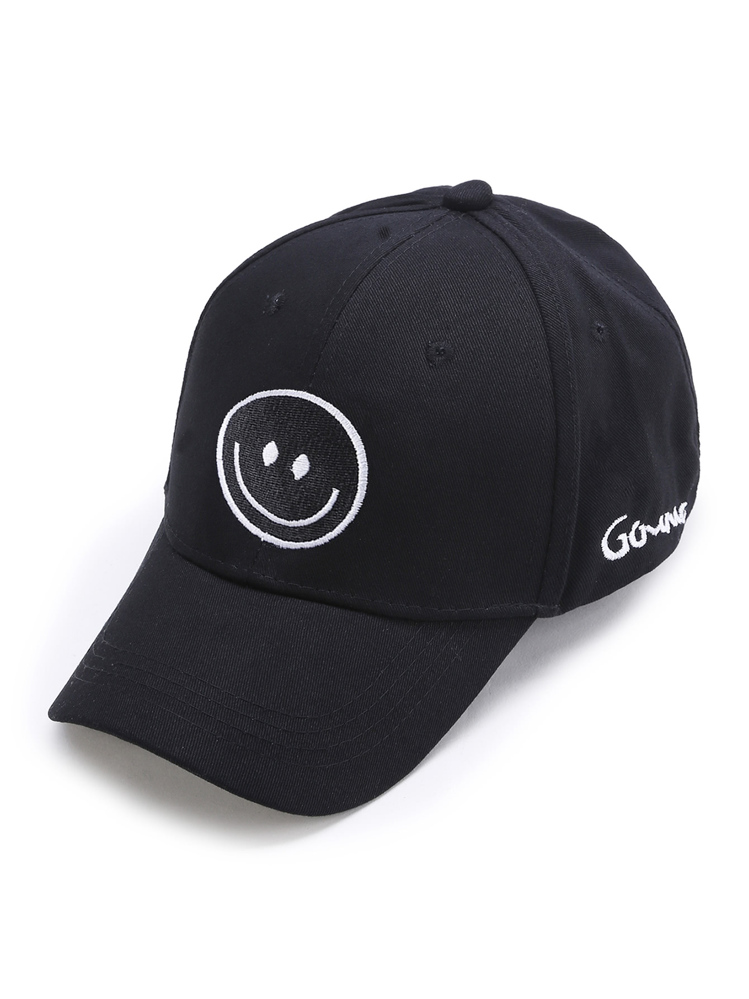 Emoji Embroidery Baseball Hat - Black - View 1