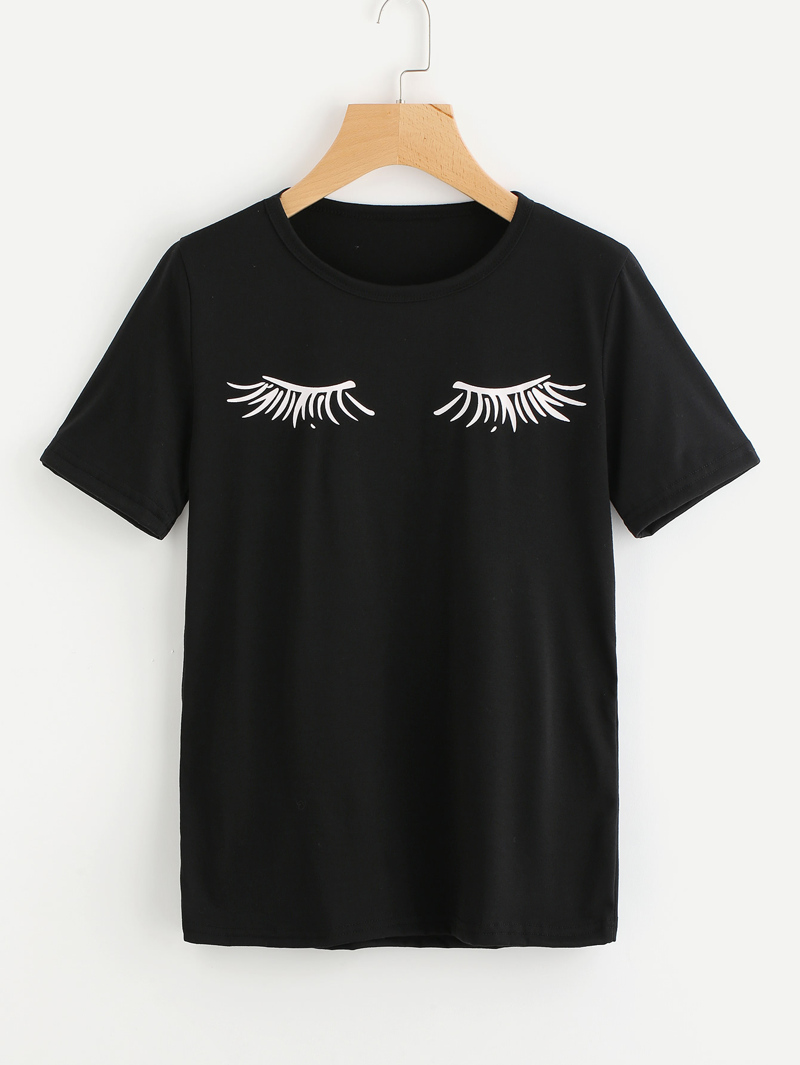 

Eyelash Print Tee, Black
