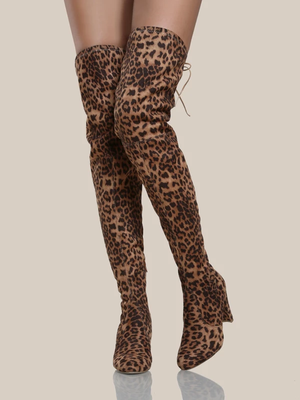 leopard print thigh high boots