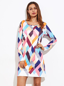 Abstract Geo Print Tee Dress