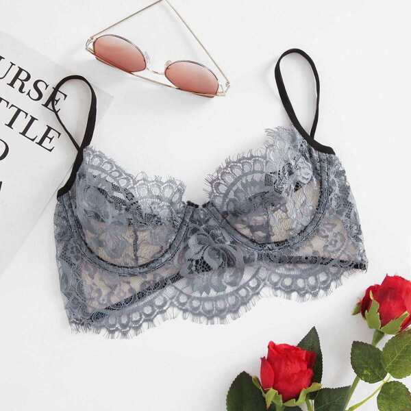 

Underwire Lace & Mesh Bra