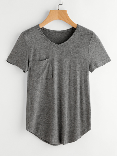 Curved Hem Marled T-shirt