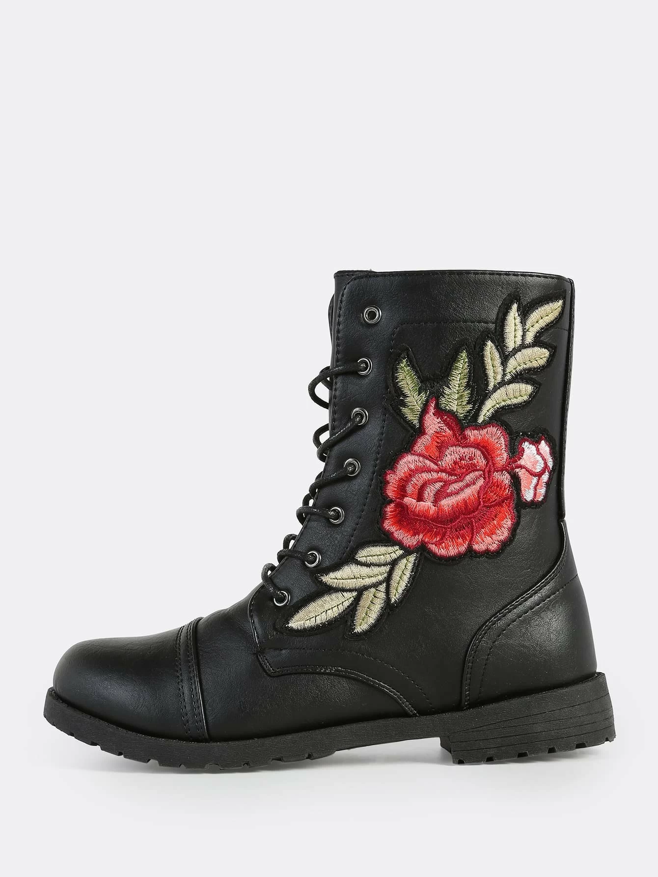 embroidered lace up boots