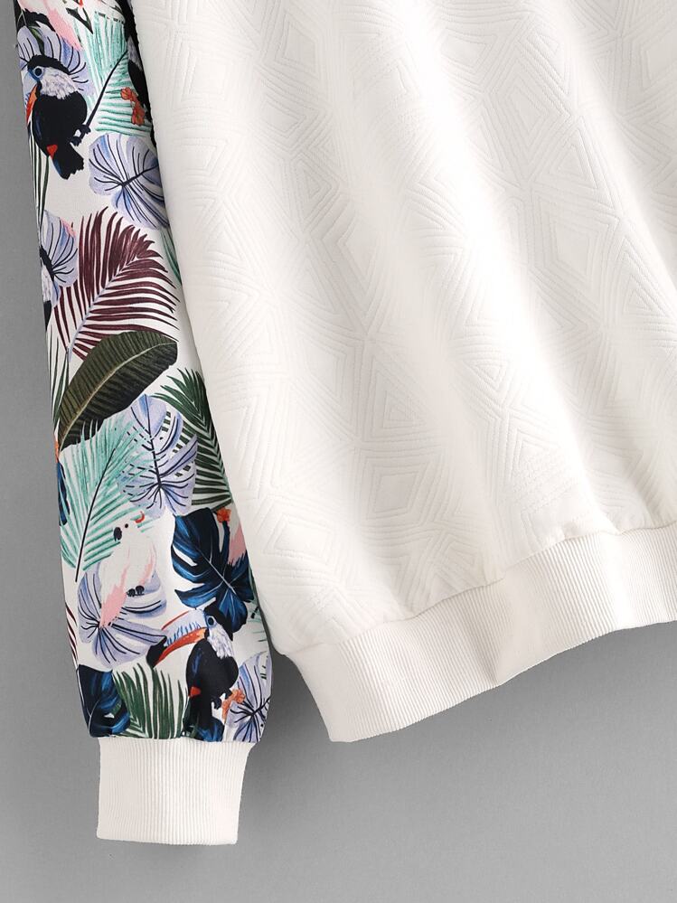 SHEIN Sweatshirt med blommiga relganärmar - Multifärgad - Visa 3