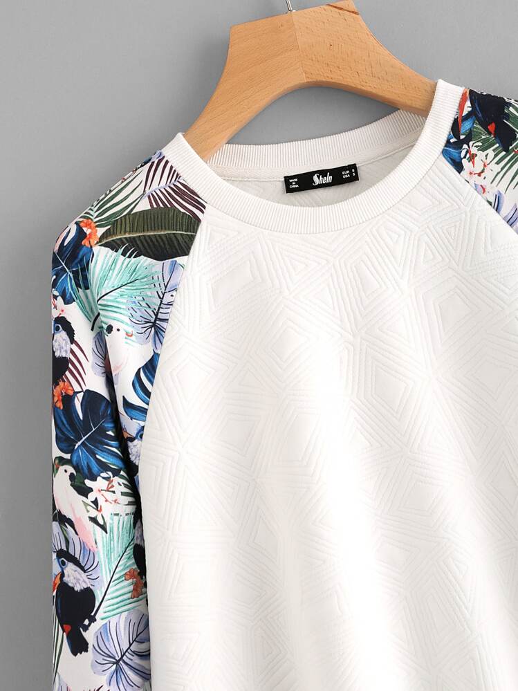 SHEIN Sweatshirt med blommiga relganärmar - Multifärgad - Visa 2