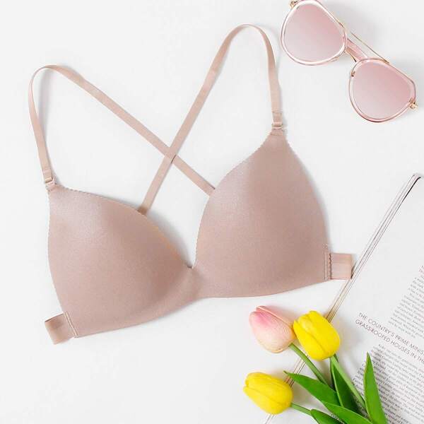 

Cross Back Seamless Bra, Nude