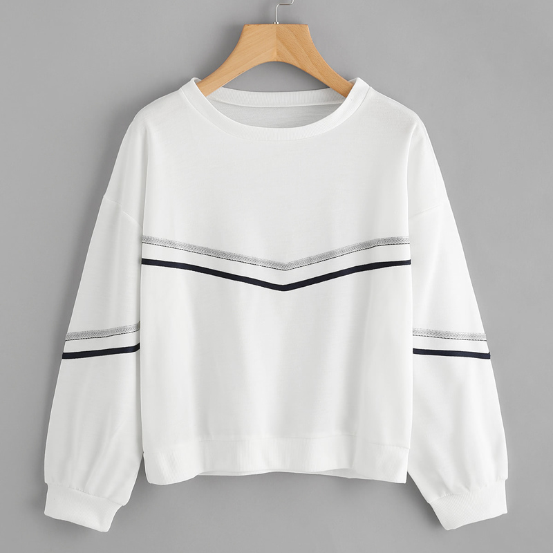 

Tape Detail Drop Shoulder Sweatshirt, White
