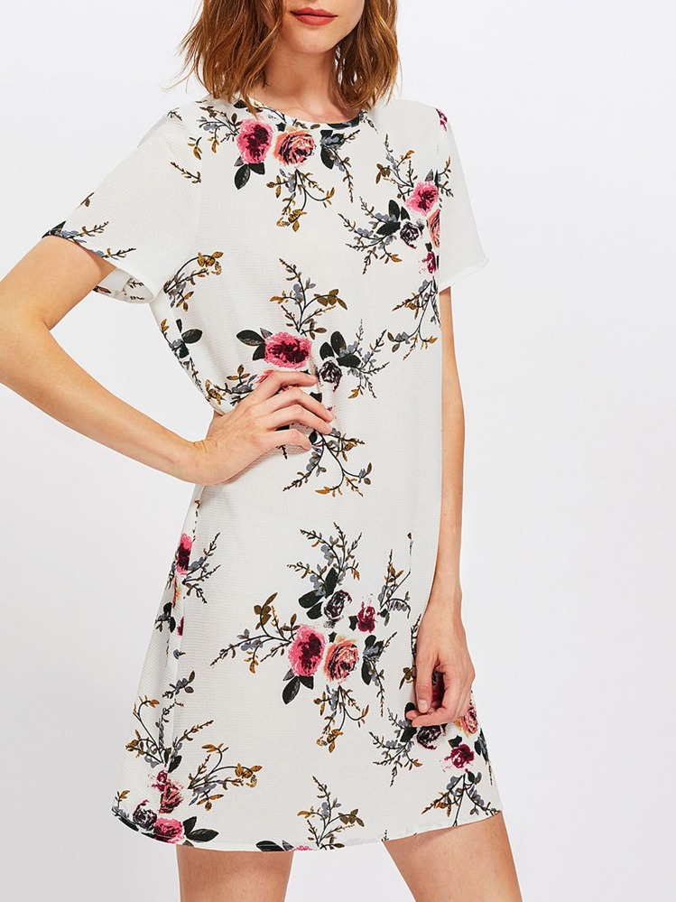 SHEIN Vestido recto de flores - Multicolor - Añade 1