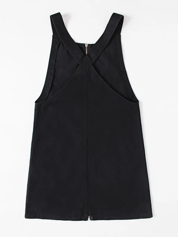 black zip up overall dress