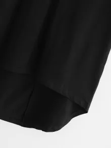 SHEIN LUNE Áo thun Bất đối xứng màu trơn màu đen Casual - màu đen - Xem 4