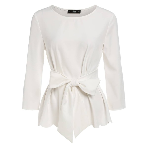 

Sash Tie Waist Scallop Hem Top