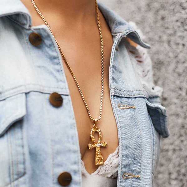 

Cross Pendant Chain Necklaces, Gold