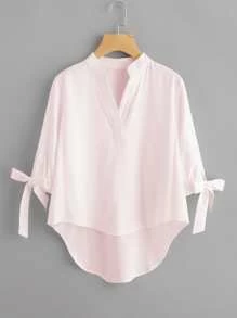 Blusa con lazos en los puños - Rosa - Ver 1