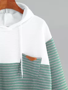 Contrast Striped High Low Hoodie - Multicolor - View 3