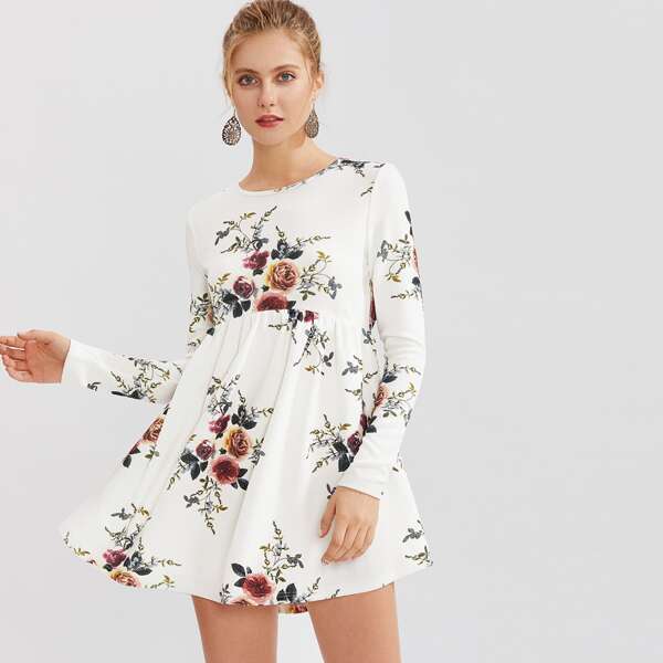 

Flower Print Smock Dress
