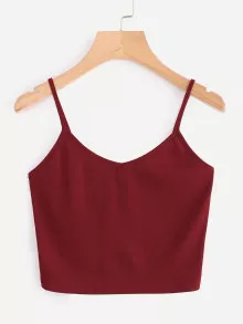 SHEIN EZwear Áo hai dây màu trơn Burgundy Kỳ nghỉ - Màu Đỏ Sâu - Xem 1