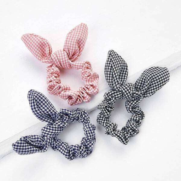 

Knotted Bow Plaid Hair Tie 3pcs
