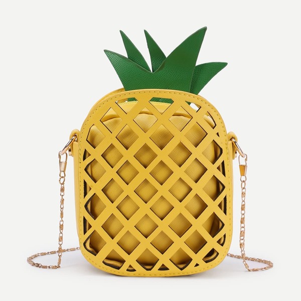 

Pineapple Shaped PU Chain Crossbody Bag, Yellow