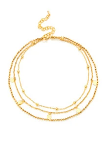 Collar con diseño de lentejuela y abalorio - Amarillo Oro - Ver 2