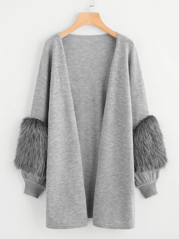 cardigan with fur sleeves