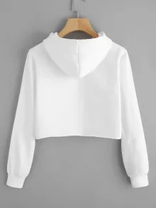 Blink One Eye Print Crop Hoodie - White - View 2