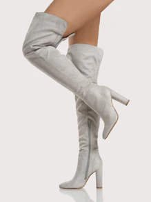 light grey thigh high boots