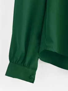 Pearl Beading Puff Sleeve Chiffon Blouse - Green - View 4