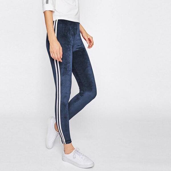 

Side Striped Velvet Leggings