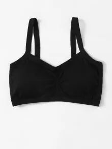 Ruched Detail Ladder Cut Out Bralet - Black - View 1