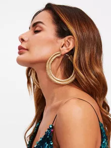Pendientes de aro maxi dorados - Amarillo Oro - Ver 5