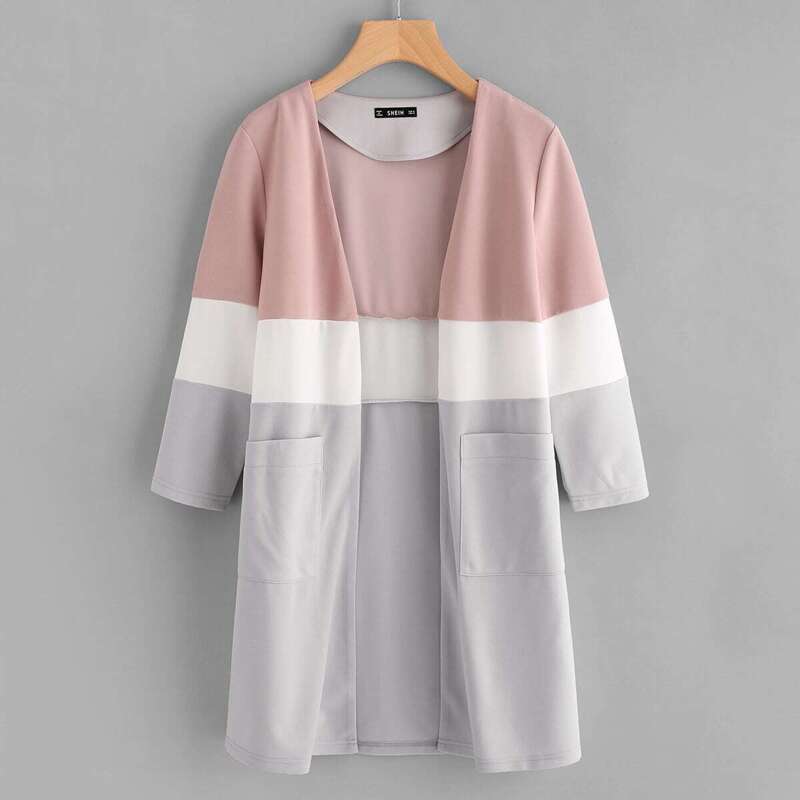 

Patch Pocket Cut And Sew Coat, Multicolor