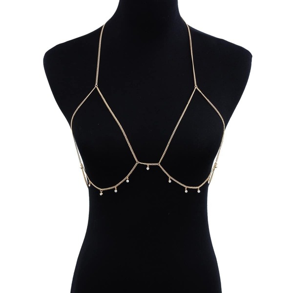 

Rhinestone Detail Bralet Body Chain, Gold