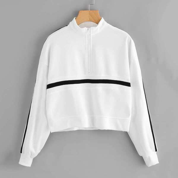 

Striped Zip Up Front Sweatshirt