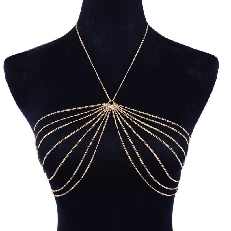 

Ring Detail Bralet Body Chain, Gold