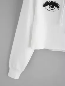 Blink One Eye Print Crop Hoodie - White - View 3