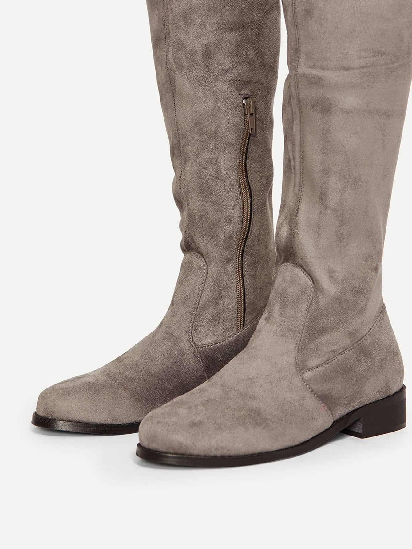 round toe lace up thigh high boots