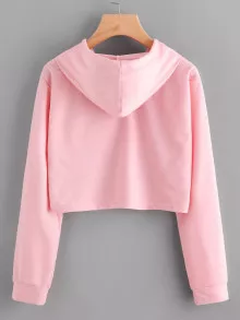 Crop Hooded Sweatshirt - Rosa Bebê - Visão 2
