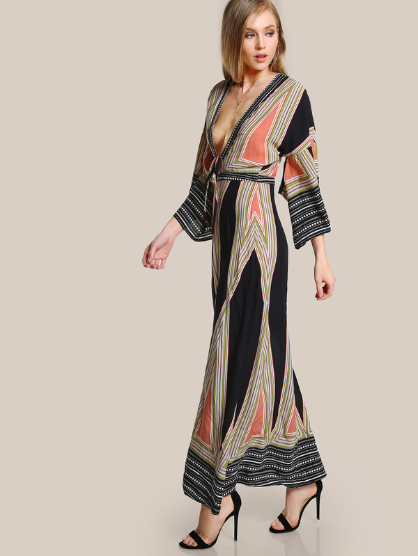 Vestito kimono con scollo profondo -Italian SheIn(Sheinside)