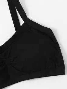 Ruched Detail Ladder Cut Out Bralet - Black - View 4