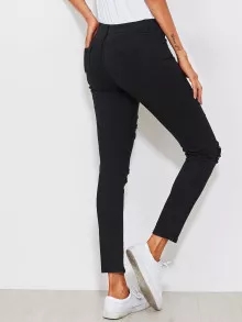 Jeans ajustados con rotos - Negro - Ver 2