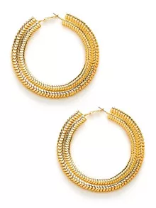 Pendientes de aro maxi dorados - Amarillo Oro - Ver 2