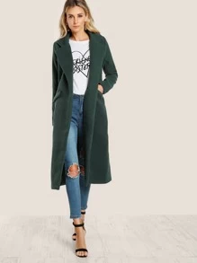 Long Sleeve Floor Length Trench Coat Green Shein Usa