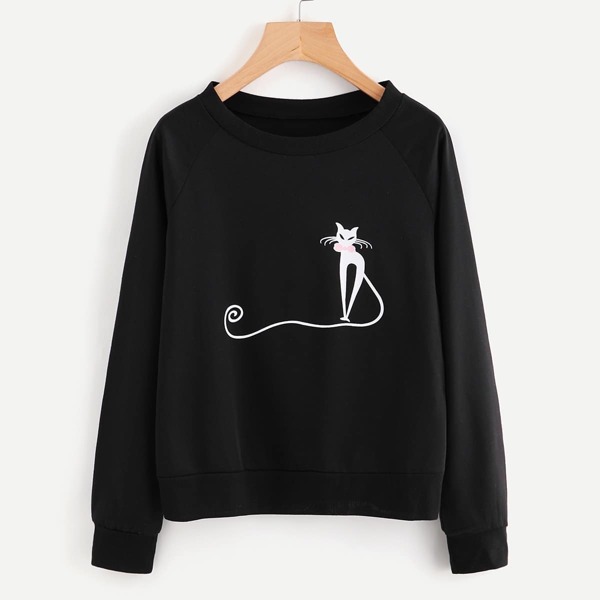 

Cat Graphic Sweatshirt, Black
