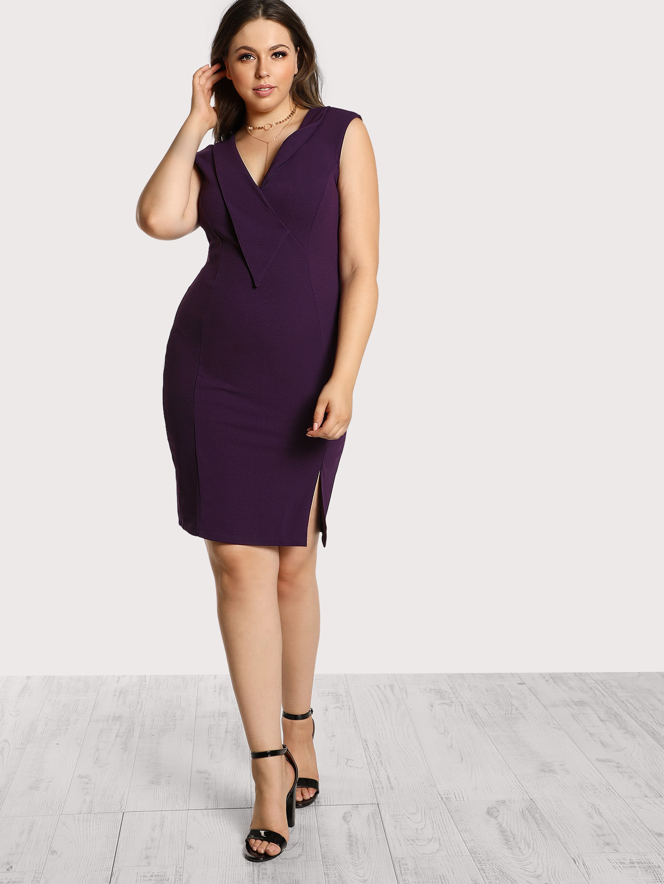Eggplant Knee Length Dress