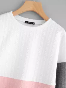 SHEIN Cut And Sew Textured Sweatshirt - Multicolor - View 3